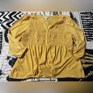 Time and Tru Yellow Smocked Blouse